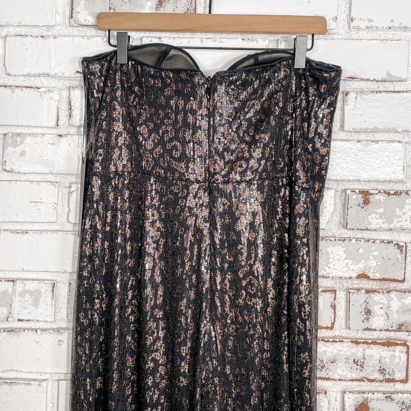 House of Harlow 1960 X Revolve Teri Leopard Sequin Strapless Jumpsuit XL image 7