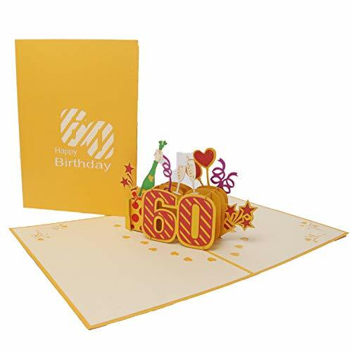 Favour Pop Up biglietto d'auguri per 60° compleanno rotondo con cover in oro ide