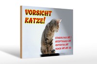 Holzschild Hinweis 30X20 Cm Vorsicht Katze Strichliste Deko Schild Wooden Sign