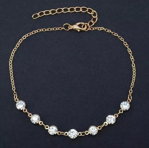 2.1Ct Round Cut Lab Created Diamond Women's Ankle Bracelet 14K White Gold Plated - Picture 7 of 8