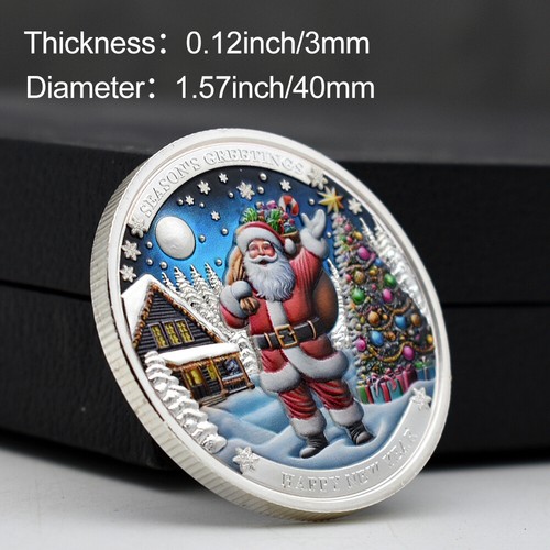 Happy New Year Silver Plated Coin Merry Christmas Santa Claus Collectibles Medal - Picture 3 of 12