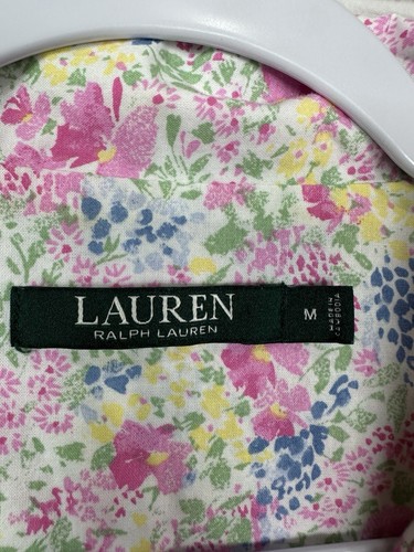 LRL Lauren Ralph Lauren Floral Sleep Shirt Pajamas cotton lightweight Sz M GUC - Picture 2 of 6