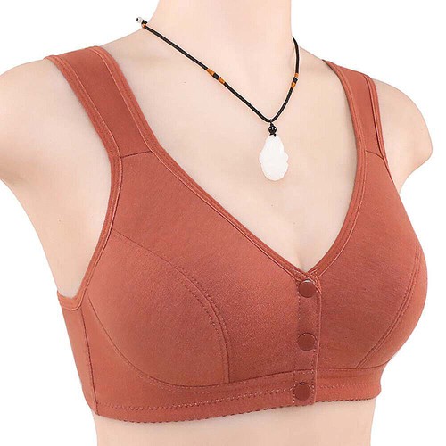 Womans Front Fastening Bra Female Cotton Non Wired Comfort Stretch Vest Bra Top - Picture 16 of 19