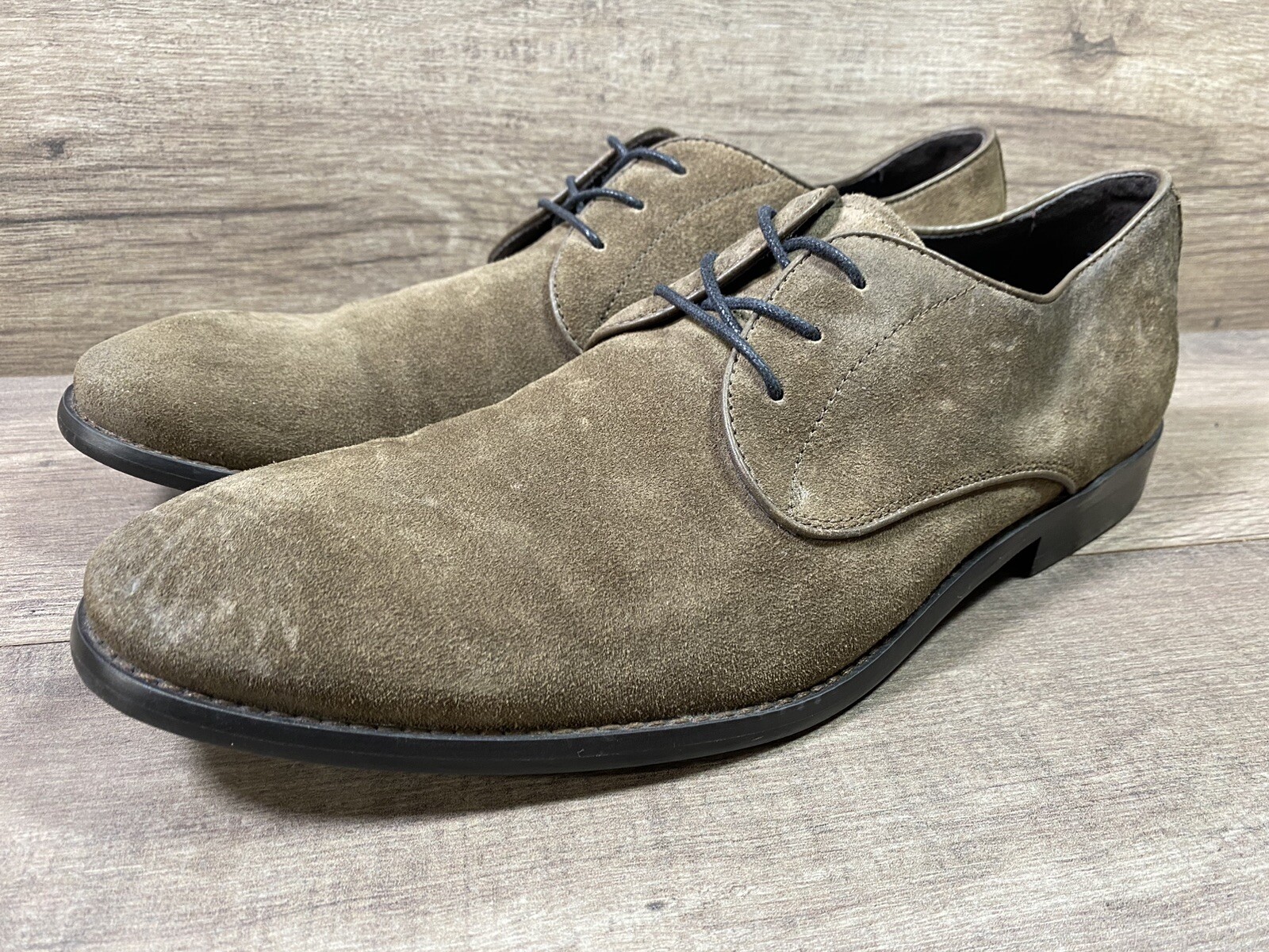 SAOLA Scarpe derby John Varvatos USA in pelle scamosciata marrone City Oxford da uomo taglia 10