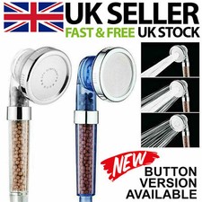 High Turbo Pressure Shower Head Bathroom Powerful Energy Water Saving Filter UK