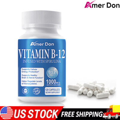 Vitamin B-12 B1,B2,B3,B5,B6,B7,B9 - Triple Action 1,000Mcg 120 Capsules Support