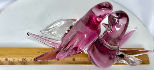 VTG UNKNOWN MAKER SIGNED Murano? Collectible Art Glass Love Birds Doves Figurine - Picture 4 of 13