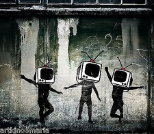 BANKSY TV HEADS GRAFFITI ART GICLEE PRINT FINE CANVAS