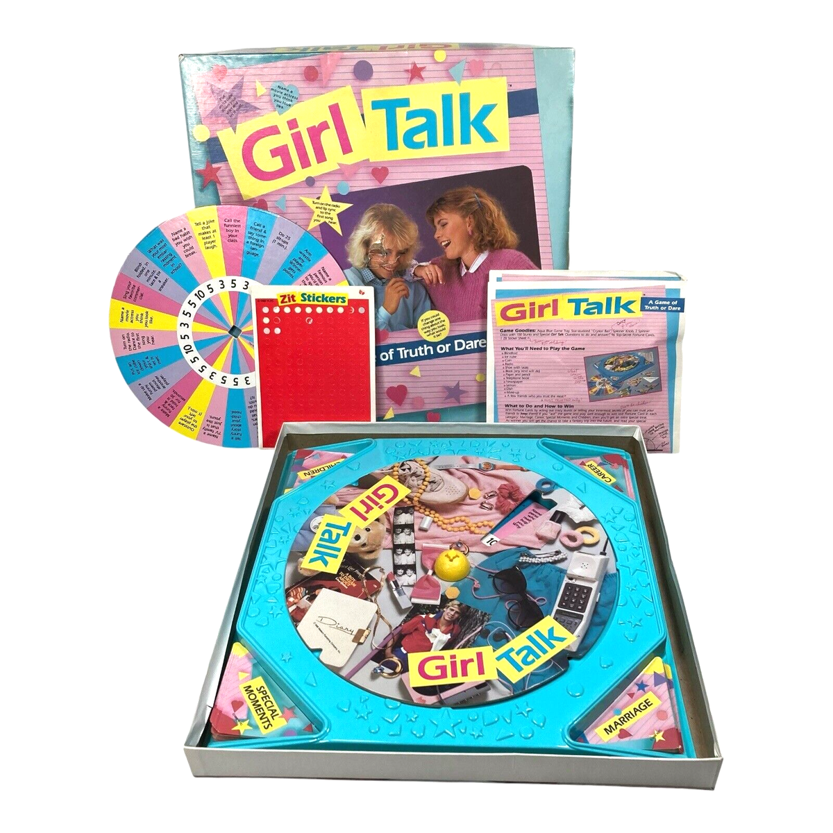アメトイ Girl Talk ボードゲーム Vtg Girl Talk 1st Edition Board Game 1988 with 126 Zit Stickers 3