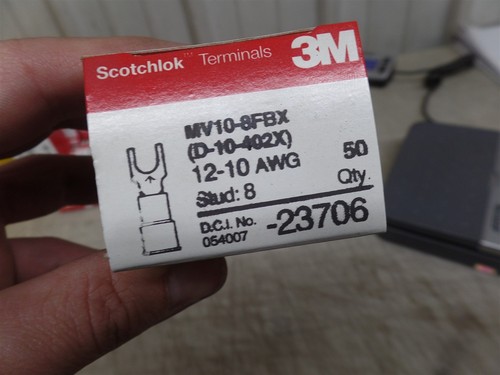GENUINE 3M SCOTCHLOK MV10-8FBX INSULATED FORK TERMINALS, 12-10 AWG, BOX OF 50!!! - Picture 2 of 6