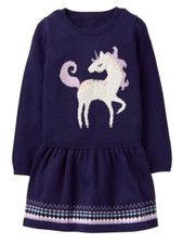 NWT Gymboree Girl Ice Dancer Night Navy Unicorn Sweater Dress 2T 3T