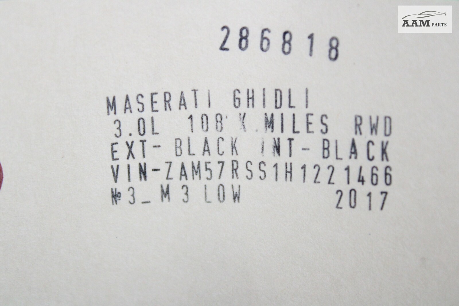 2014-2017 MASERATI GHIBLI M157 3.0L V6 RWD 24V TWIN-TURBO ENGINE MOTOR 108K OEM