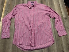 Chaps Shirt, Men's Size 17 34/35, Red White, Striped, Button Down, Classic Fit