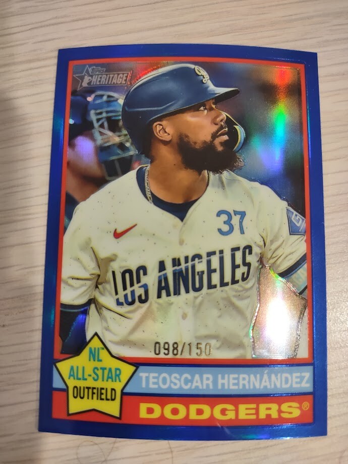 2025 Topps Heritage BLUE Chrome Refractor #395 TEOSCAR HERNANDEZ  /150