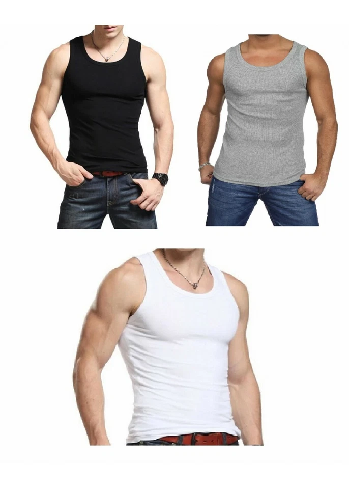 G.T.I. , Lot de 3 débardeurs homme 100% coton ,Marcel homme, maillot de corps - Photo 1/4