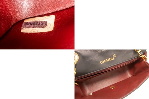 n77 CHANEL Autentica Borsa a tracolla Diana Flap Catena Nera Trapuntata Pelle di Agnello - Foto 9 di 17