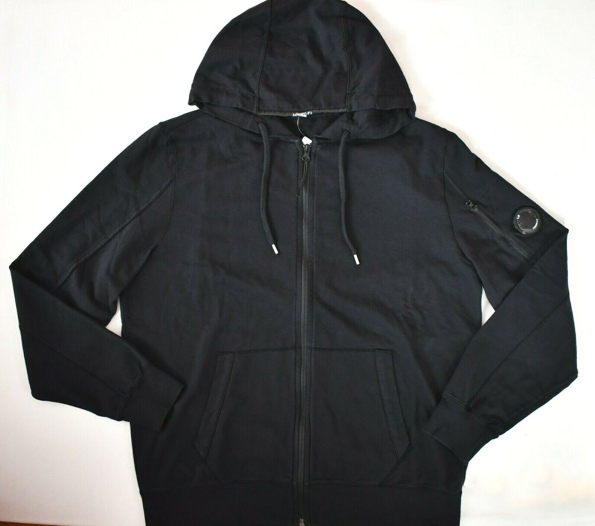NEW Auth C.P. COMPANY Black Cotton FULL ZIP HOODIE NEW Auth C.P. COMPANY Black Cotton FULL ZIP HOODIE