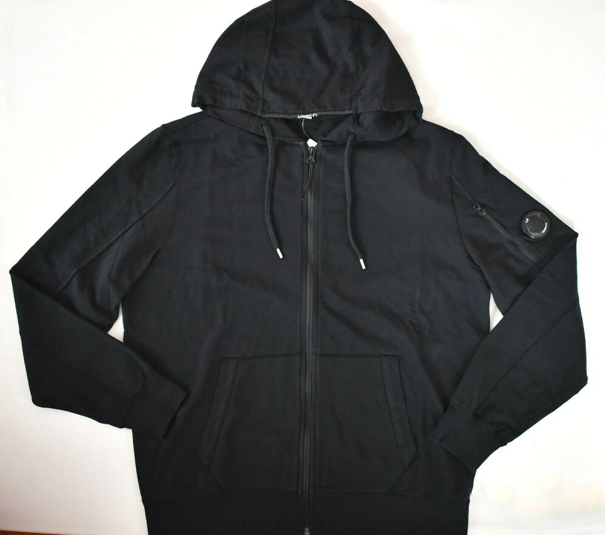 NEW Auth C.P. COMPANY Black Cotton FULL ZIP HOODIE Sweatshirt Sweater XL XXL 2XL