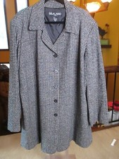 Silkland 24 / 2x / 3x 100% Silk Black & White Tweed Jacket Blazer Button Down
