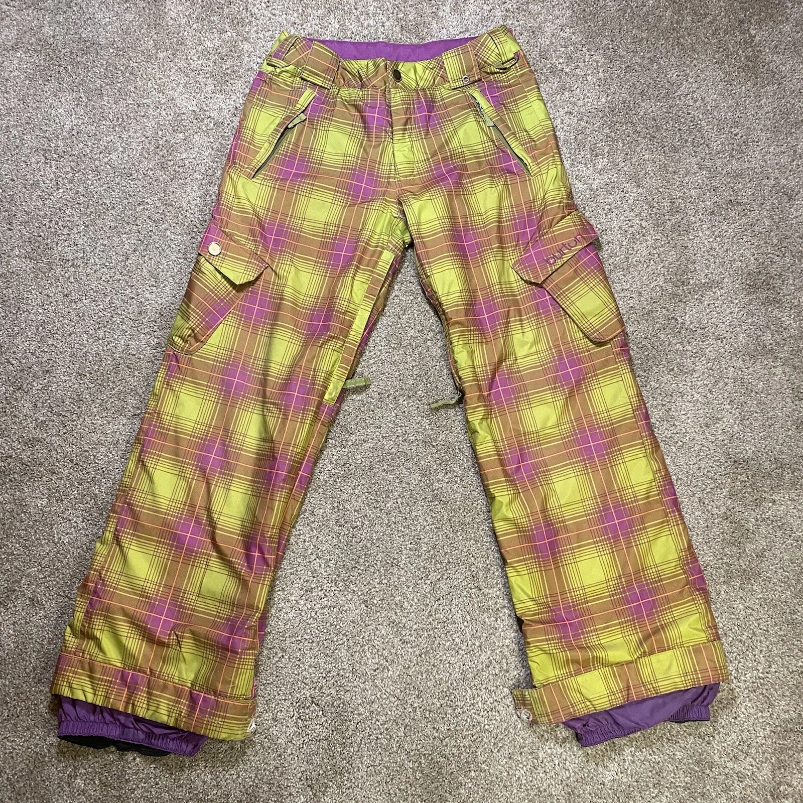 burton snow elite cargo ski dry ride snowboard plaid pants