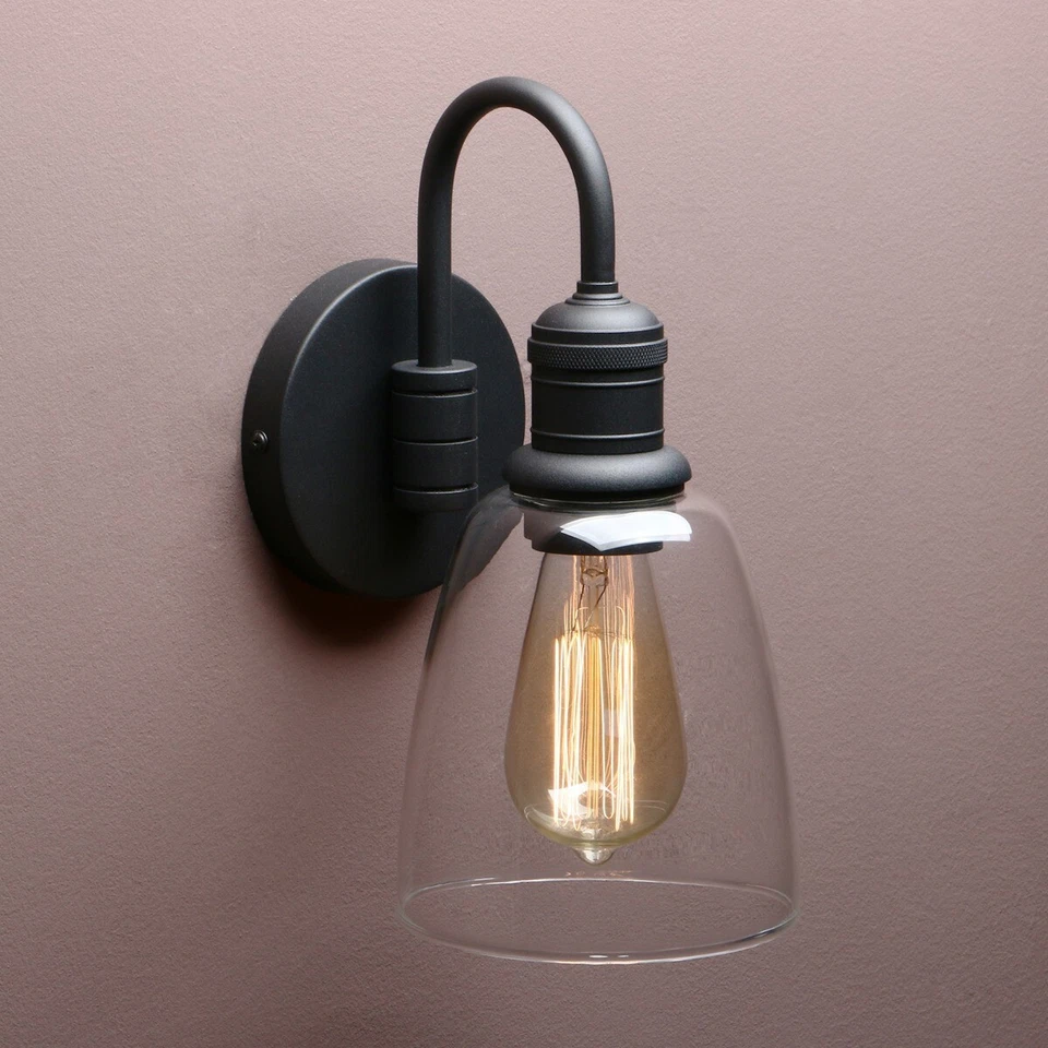 5,6 «CLOCHE ПРОЗРАЧНОЕ СТЕКЛО РЕТРО ПРОМЫШЛЕННЫЙ НАСТЕННЫЙ БРА GOOSENECK ЧЕРНЫЙ НАСТЕННЫЙ СВЕТ - Изображение 3 из 4
