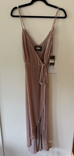 NWT Reformation Anoush Velvet Silk Wrap Midi Maxi Dress Pink Blush Holiday New S - Picture 2 of 19