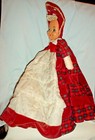 ANTIQUE STUMP DOLL 23" CELLULOID FACE RED PLAID DRESS VELVET TRIM HAND CRAFTED — photo 6