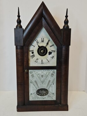 Antique 1870's TERRY & ANDREWS  8 Day Victorian Lyre Mvmt. Steeple Alarm Clock