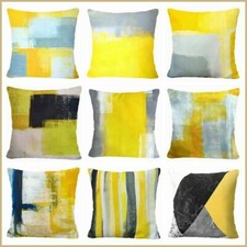 Yellow Gray Throw PILLOW COVER Abstract Decorative Grey Sofa Cushion Case 18x18"