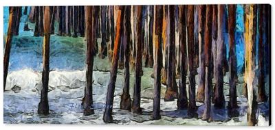 Pismo Pier Pilings Abstract by Floyd Snyder California Seascape Canvas 16x48