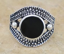 LARGE EXOTIC 925 STERLING SILVER ONYX RING size 12 style r2342