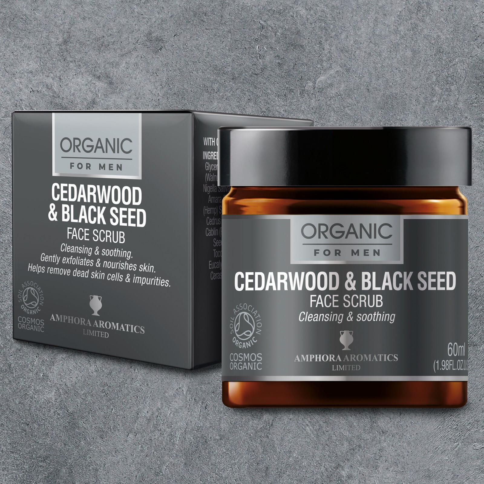 Amphora Aromatics Organic Cedarwood and Black Seed Exfoliating Facial Scrub 60ml