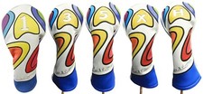 Majek Retro Golf 1 3 5 X H Driver Wood Hybrid Headcover Psychedelic Design Style