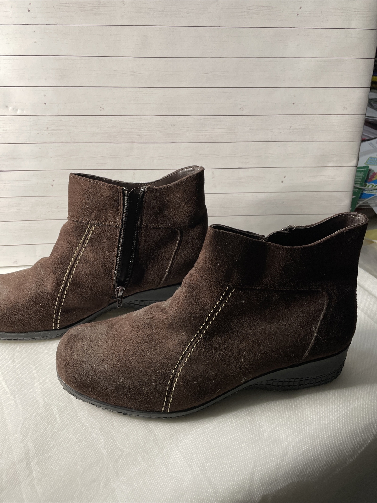 Women's Basic Edition Brown SuedeBack Zip Ankle B… - image 1