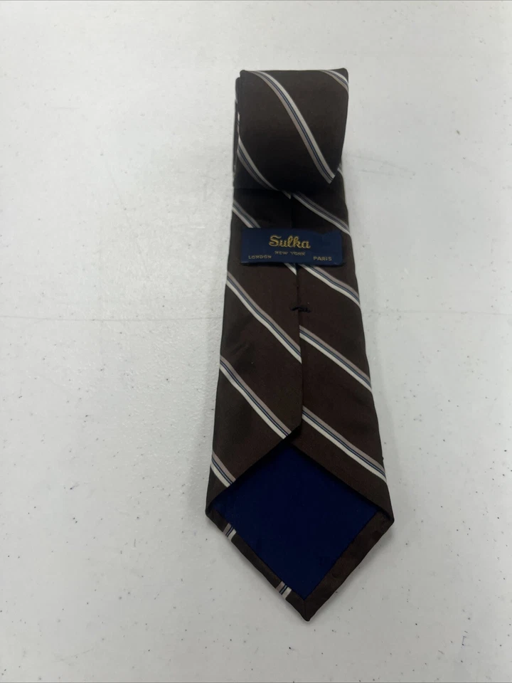 Sulka Men's Brown Striped Silk Neck Tie $395 - Image 2 of 4