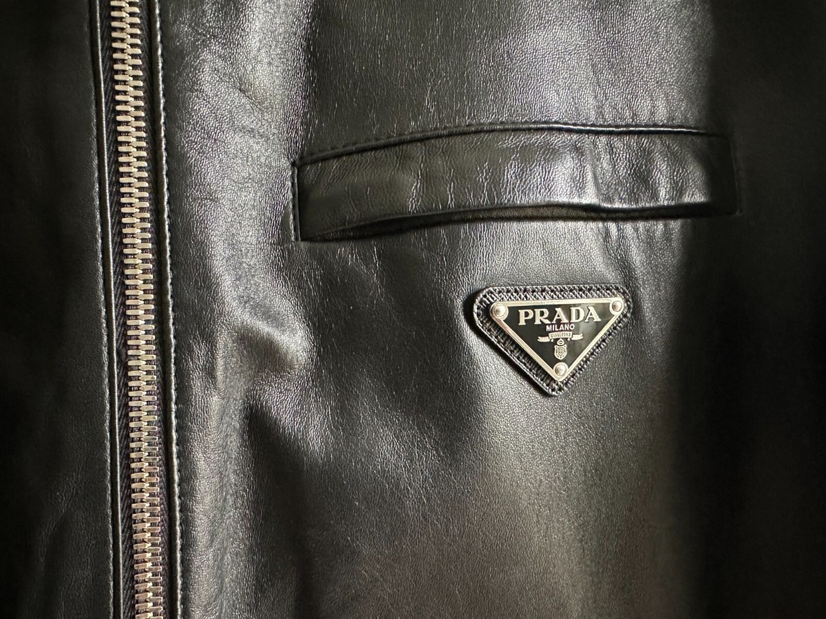 PRADA Reversible nappa leather and nylon blouson jacket hood 48