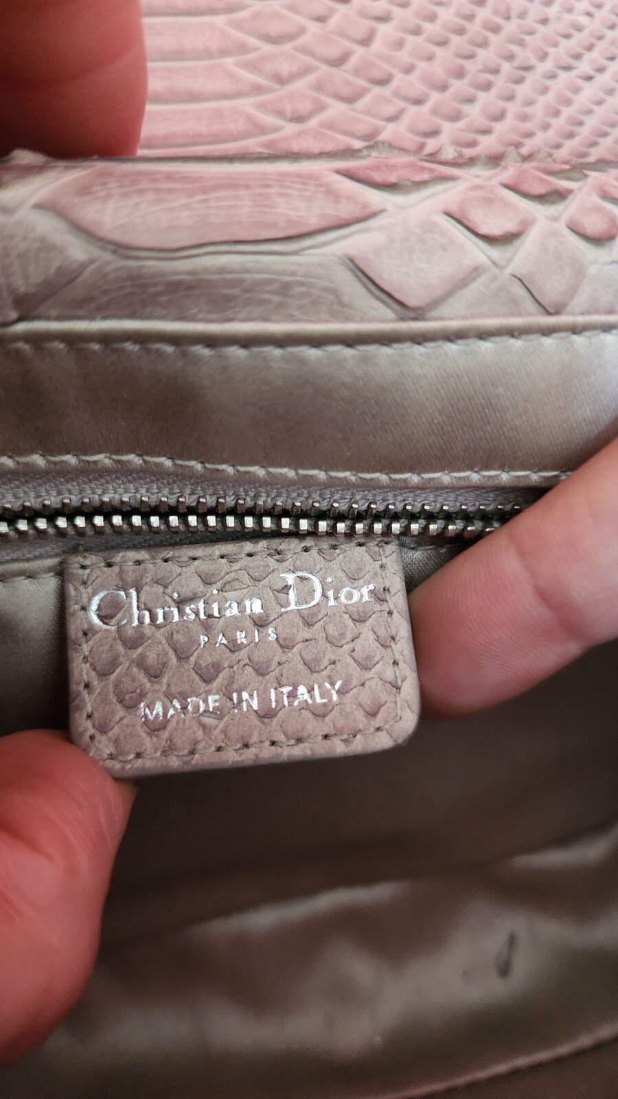 Vintage Dior Light Grey Python Saddle Clutch Bag - image 7