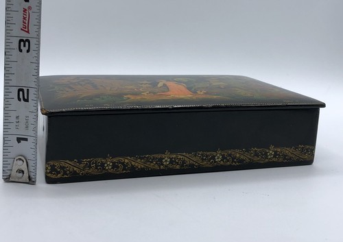 Fairytale Whimsical Painted Palekh Lacquer Box 1961 Russian Signed PETROV 4x6.5" - Picture 19 of 19