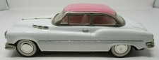 Vintage Pink  White 1950's Buick Sedan Tin Toy Friction Car Coupe Two Doors