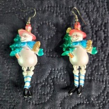 Snowman Christmas Dangle Fishhook Earrings