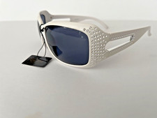 Womens Fashion Bling Sunglasses White Frame With Rhinestones UV400 Protection