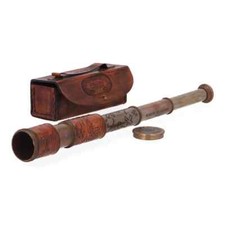 Antique Steampunk Telescope Spyglass Marine Vintage Maritime Leather Case Presen