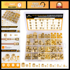 255PCS Brass Compression Sleeves  Ferrules Kit for 1/8" to 1/2" Tubes - 6 Sizes