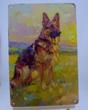 German Shepherd Dog Metal Tin Sign 12x8 Retro Pet Lover Wall Art Home Decor Gift