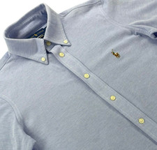Polo Ralph Lauren Mens Knit Oxford Button Down Long Sleeve Shirt Size M Blue