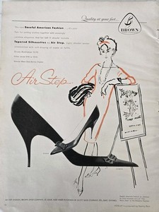 1958 Women's Air Step Tapered Silhouettes Shoes  Vintage Fashion Art ad
