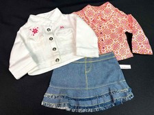 American Girl Outfit Saige Parade Top White Jacket Blue Jean Skirt Mix Match Lot