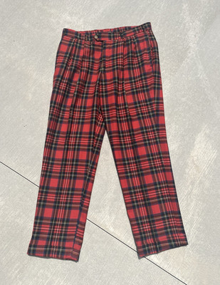 Bill s Khakis USA Royal Stewart Tartan Plaid Wool Pants Men s 36 Pleated Vintage