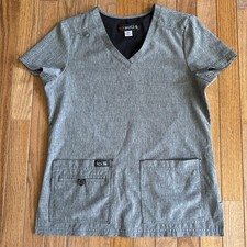 Koi Basics 3 Pocket Scrub Top Short Sleeve Grey Women  s sz XS