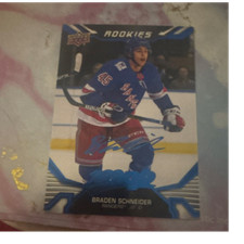 Upper Deck 2022-23 MVP - Braden Schneider Rangers Rookie Autographed Card #232. rookie card picture